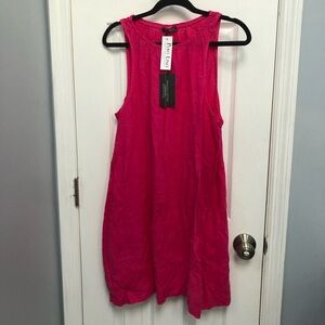 Francesca Bettini New 100% Linen Fuchsia Pink Dress Medium Sleeveless Lagenlook